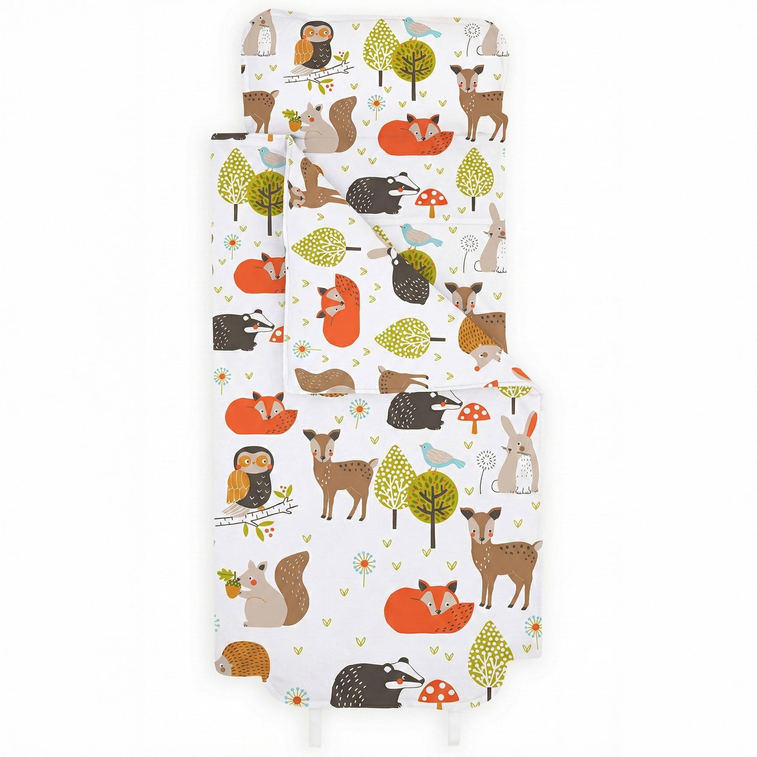 Bloomsbury Mill - Nap Mat for Toddlers and Kids - Pillow, Mat and Blanket - All-in-One Sleeping Bag for Nursery & Ready Bed for Nap Time and Sleepovers - Travel Essentials - Woodland Animals
