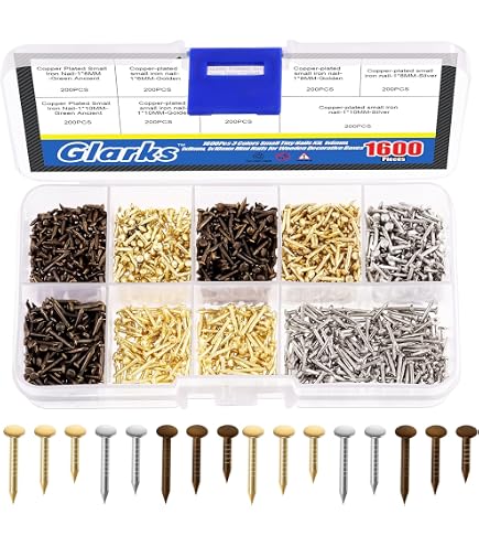Uxcell 200-Pack Brass Tiny Nails – 1.2mm X 12mm Round-Head, For DIY Wooden Boxes, Hinges, And Decorative Woodcraft