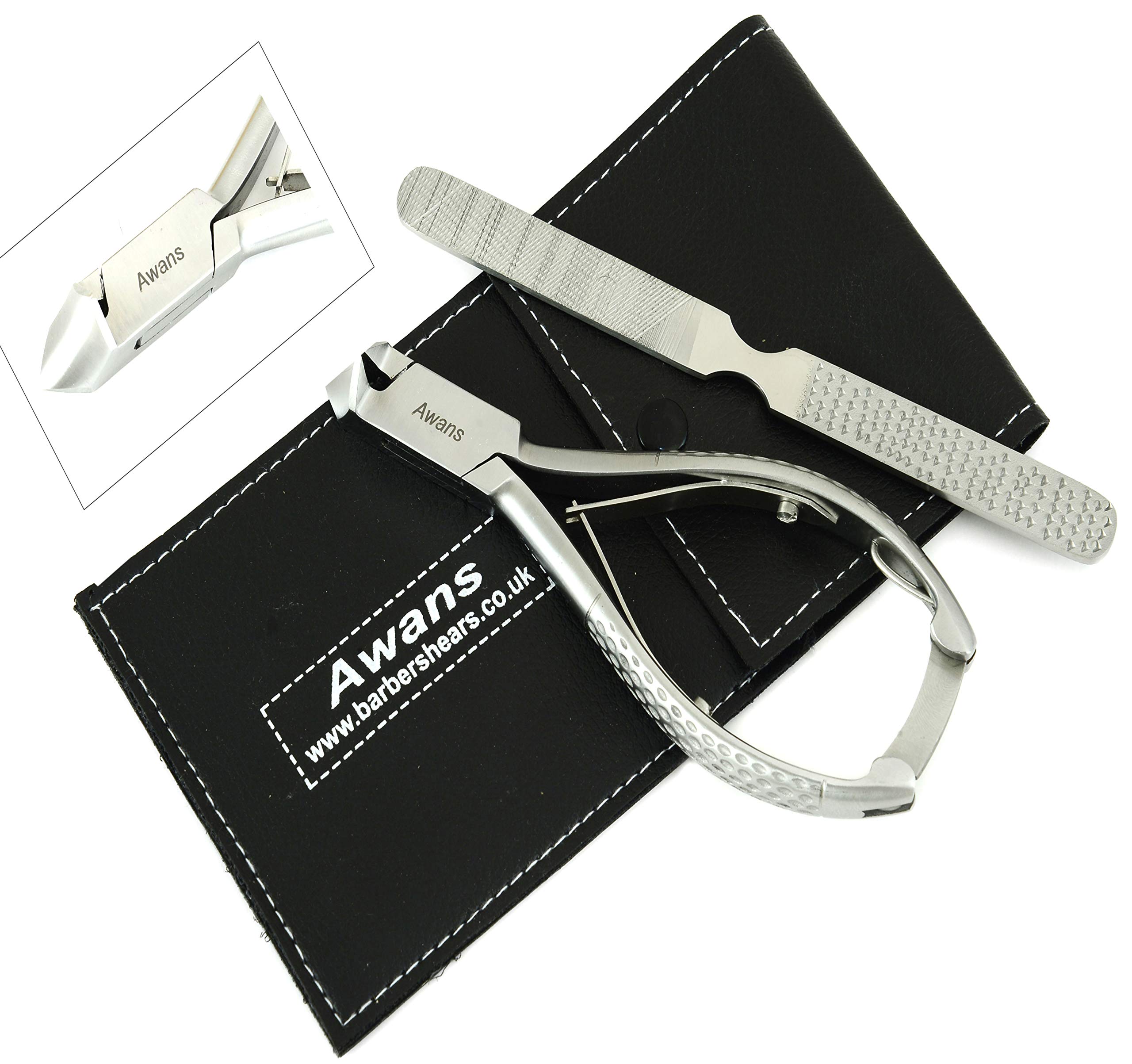 Awans Professional Nail Clipper Stainless Steel auto cleavable With Protective Case Clippers for fingernails - Podiatry Instruments Clippers 6" (Design 1)