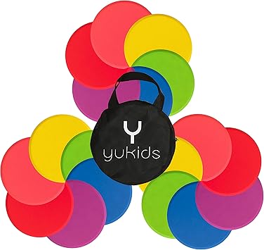 Amazon ポリビニールスポットマーカー 18個セット 滑り止めゴムアジリティドット付き スポーツに最適 例 サッカー バスケットボール ジムトレーニング ダンスクラス Yukids トラック フィールド