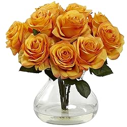 Nearly Natural Rose Arrangement with Vase