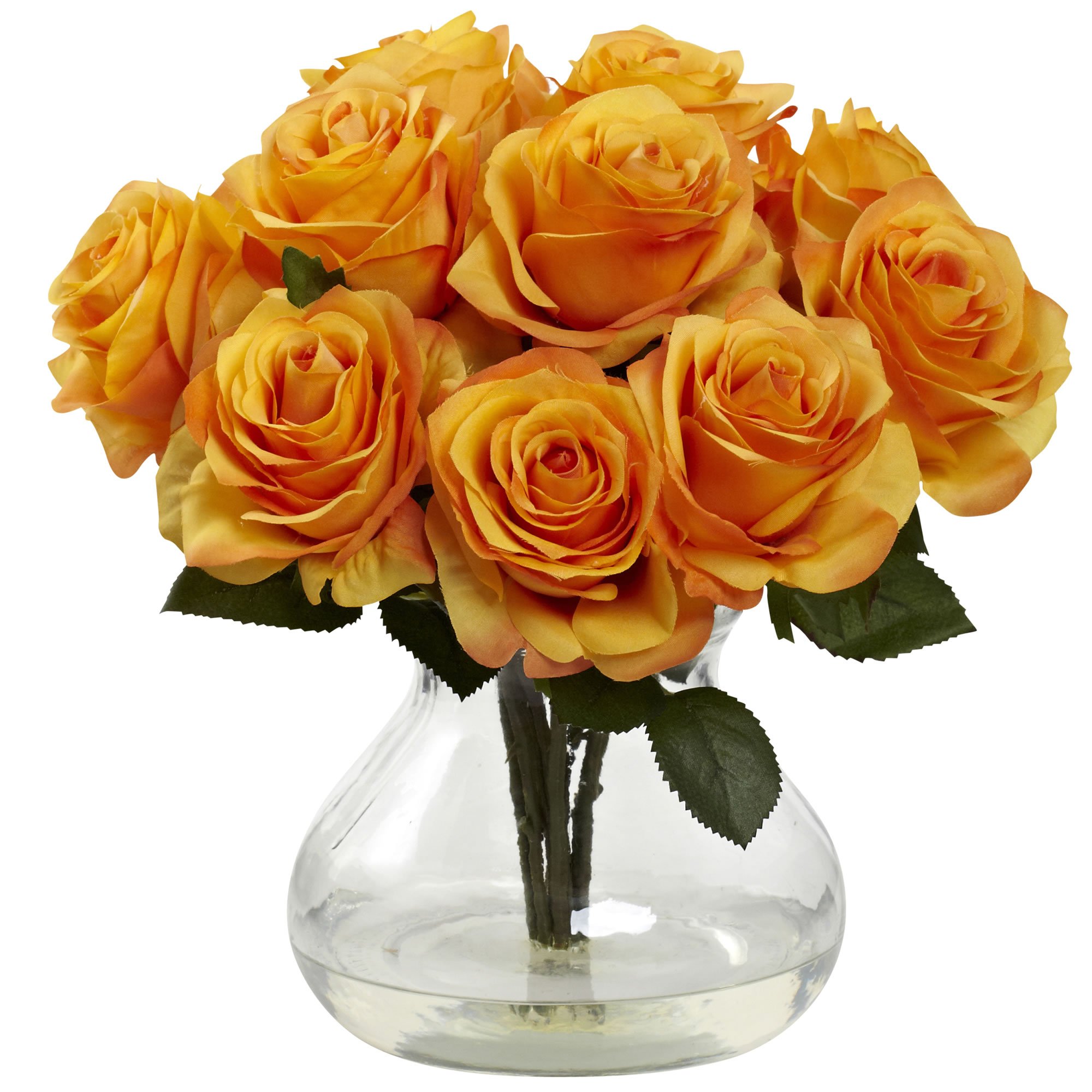 Nearly Natural Rose Arrangement with Vase