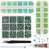 ASTARON Green Resin Rhinestones for Crafting, 2mm-6mm Mixed Flatback Resin Gemstones for Crafts Gems Bulk Jelly AB Bedazzling Diamonds with Glue for Nails, Tumblers, Mugs Decoration