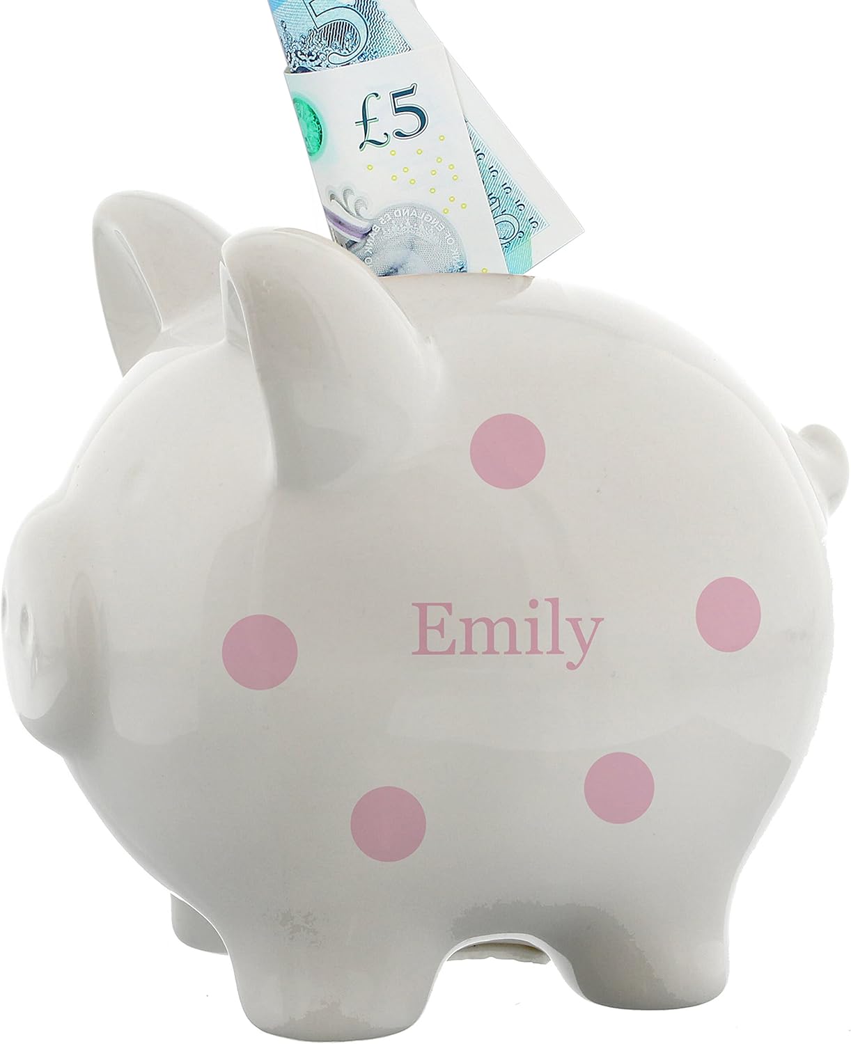 Personalised Polka Dot Piggy Bank (Pink) Amazon.co.uk Kitchen & Home