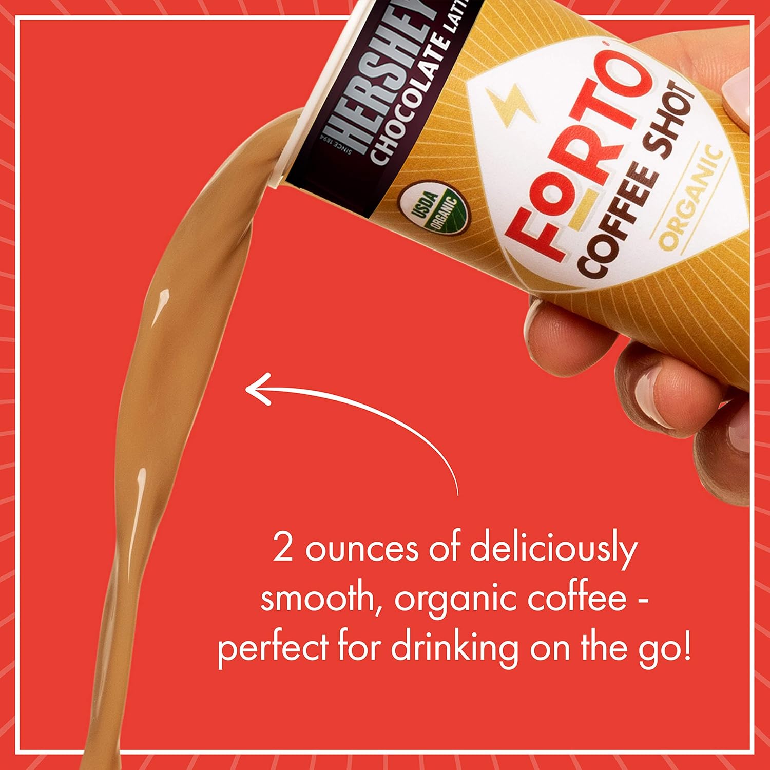 FORTO Coffee Shots - Hershey's Latte, Ready-to-Drink on the go, High Energy Cold Brew Coffee - Fast Coffee Energy Boost, 2 Fl Oz, Pack of 6 : Grocery & Gourmet Food