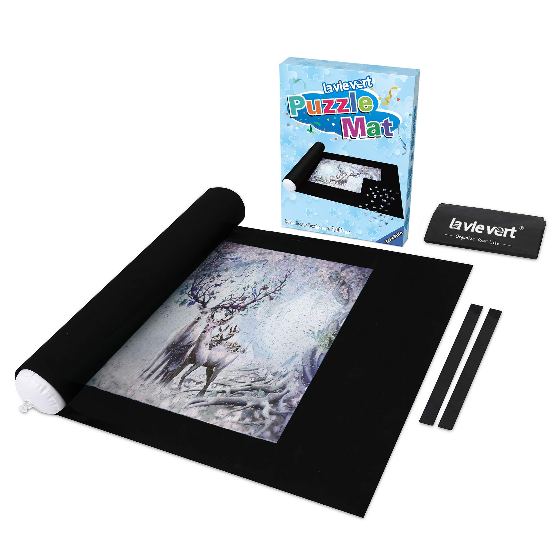 Lavievert Jigsaw Puzzle Roll Mat Puzzle Storage Puzzle Saver for Up to 1,500 Pieces - Comes with A Double Drawstring Closure Design Bag