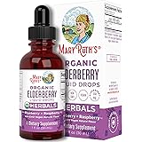 Organic Sambucus Black Elderberry Syrup Liquid Drops by MaryRuth's, Immune Support, Vegan, Non-GMO & Gluten Free, 1 Month Sup