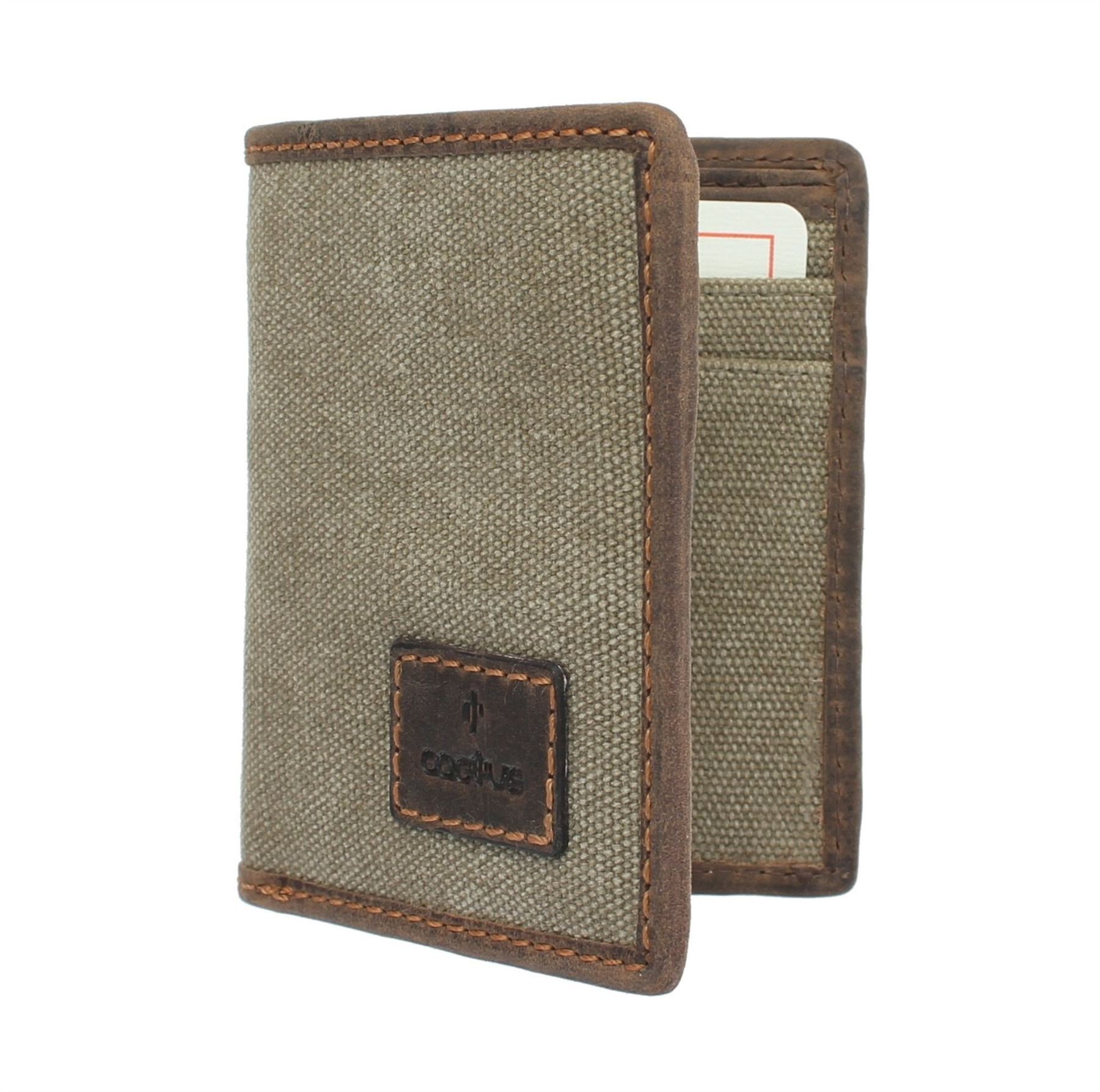 Cactus Mala Collection Compact Canvas Wallet with RFID Protection 633_81 Khaki