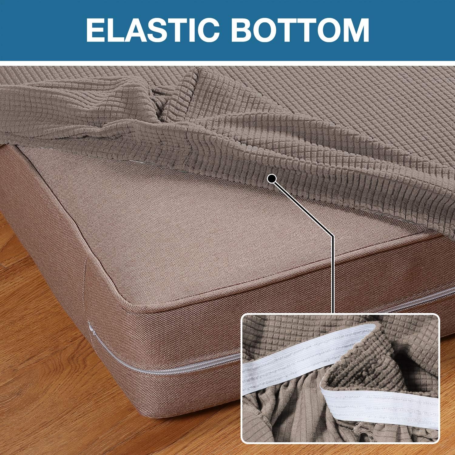 BellaHills Stretch Sofa Seat Cushion Cover Sofa Couch Cushion Furniture Protector Sofa Slipcover with Elastic Bottom Spandex Jacquard Fabric Small Checks(2 Pieces - Image 4