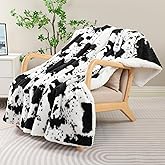 TiMiCalda Cow Print Electric Blanket - Soft Knitted Sherpa Heated Throw with 4 Heat Levels 4 Hours Auto-Off, Electric Throw with Overheating Protection, Warm Gifts, 50"x60"