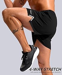 Pudolla Men's Workout Running Shorts with Zipper