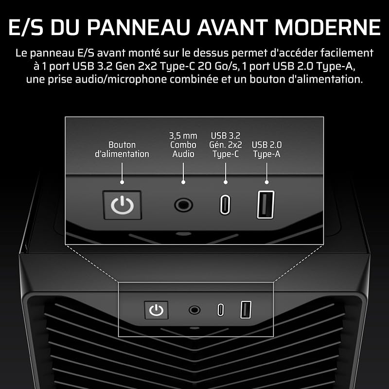 3200D RS Boîtier PC Moyen Tour, 3 Ventilateurs RS120 Inclus – Noir