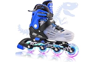 2PM SPORTS Inline Skates for Kids Girls Boys Ages 5-8 8-12 3-5 4-6 6-12 with Light Up Wheels, Adjustable Kids Roller Skates Blades for Beginner Youth Indoor Outdoor Size 11C 1 2 3 4 5 6 7 8