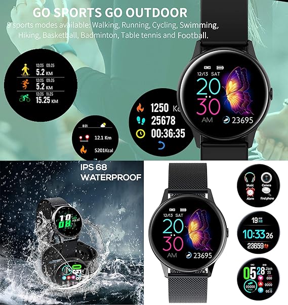 Maskura Fitness Trackers Reloj Inteligente con Bluetooth, Monitor ...