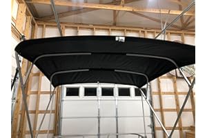 Cypress Rowe Outfitters Replacement Bimini Top Canvas with Boot, Compatable with Godfrey SanPan 2500 Fits Factory Frame! Black, 9' Long x 8.5' Wide, 16oz, 4 Bow