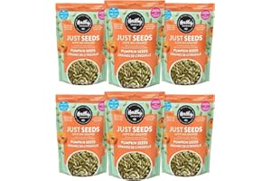 Healthy Crunch - Just Seeds - Pumpkin Seeds 225g x 6 Units - Organic Snacks - Flavored Sunflower Seeds - Raw, Roasted Pumpkin