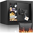 1.2 Cu ft Fireproof Safe Box for Home Use, Fire Safe with Fireproof Document Bag, Digital Security Safe with Combination Lock, Home Safes Fireproof Waterproof for Money Jewelry Medicine Documents