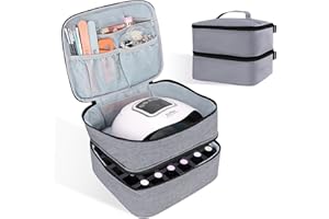 ALSLEA Nail Polish Organizer Holds 30 Bottles (15ml - 0.5 fl.oz) Double-layer Gel Nail Polish Kit Carrying Case, Nail Holder for Nail Lamp, Portable Nail Organizer and Storage for Nail Supplies (Gray)