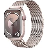 Stainless Steel Milanese Loop Compatible with Apple Watch Band 46mm 42mm 44mm 45mm 49mm women, Magnetic Clasp Replacement for iWatch Bands Ultra Series 10 9 8 7 SE 6 5 4 3 2 1, Rose Gold (Series 10)
