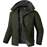 ZITY Men's Ski Jacket Windproof Waterproof Warm Fleece with Detachable Hood | Winter Snowboard Coat with Multi Pockets Parka Raincoat for Outdoor Cold Weather