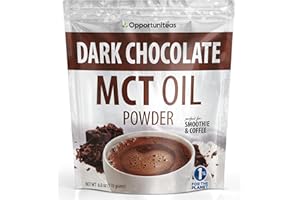 Opportuniteas MCT Oil Powder, Keto Creamer for Coffee, Drinks&Smoothies, Low Carb Keto Friendly, Boost Energy&Mental Focus, Supplement for Ketogenic Diet, Gluten Free&Non-GMO, Dark Chocolate 6 oz