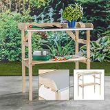 Unibos Wooden Potting Table with Zinc Top & Shelf, 82x78cm Garden Bench view 3