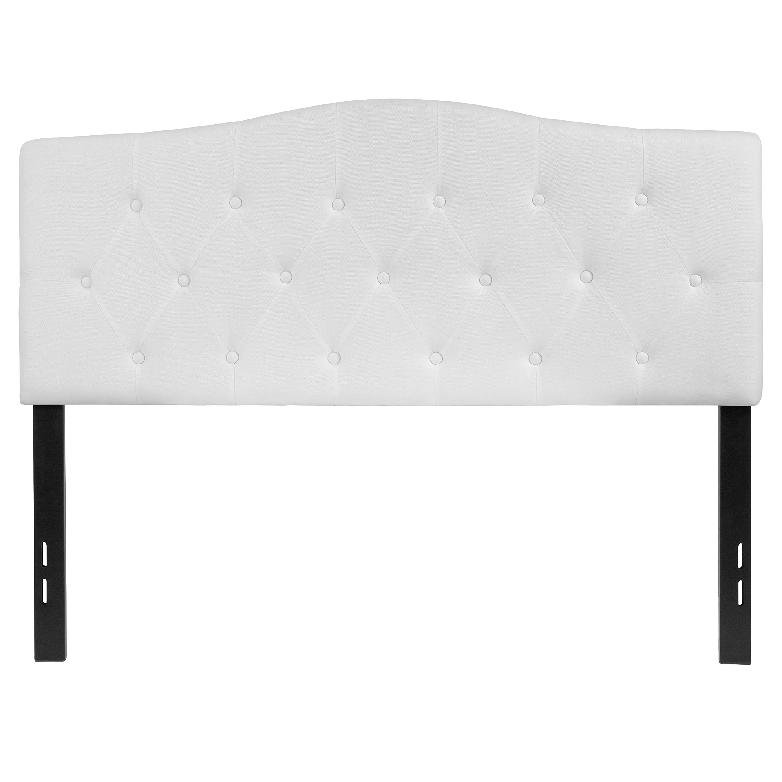 flash furniture cambridge tufted upholstered full size headboard in white fabric