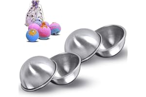 4 Pieces Stainless Steel Bath Bomb Molds with Clips, Soap Bath Bomb Mold for DIY Crafting Making Supplies, Diameter 2.55 Inch