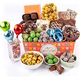 A Gift Inside Birthday Gift Basket, Chocolate Gift Basket with Gourmet Chocolates, Birthday Treats, Sweet Treats &amp; Snack Gift Basket with Happy Birthday Ribbon