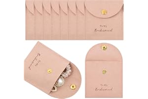 CEELGON Jewelry Bags Bridesmaid Gifts Set of 8 Velvet Small Jewelry Pouch with Button Bracelet Earring Necklace Packaging Bridesmaid Proposal Gift Bags Bridal Party Favors Gifts (Dark Coral Pink)