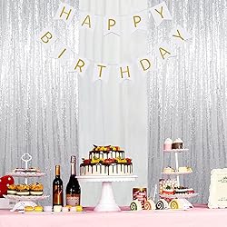 AMZLOKAE Silver Sequin Backdrop 2 Panels 2Ftx7Ft