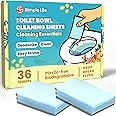 Simple Life Natural Toilet Bowl Cleaner Strips | Eco Friendly and Septic Safe | Removes Stains, Odors, and Grime | Non Toxic Foaming Toilet Cleaning Sheets | 36 Count