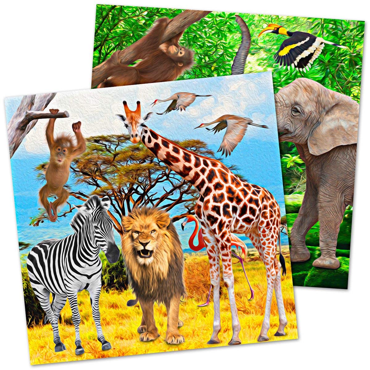 Folat 62002 Safari Party Napkins Color-33x33 cm-20 Pieces, Multi Colors, 33 x 33 cm