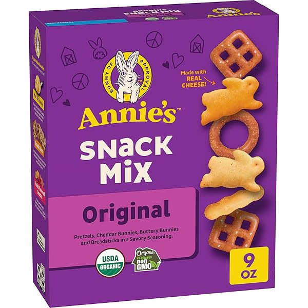 ANNIE’S ORGANIC ASSORTED CRACKERS AND PRETZELS SNACK MIX, 9 OZ