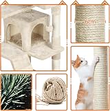 Yaheetech Cat Tree 158cm Tower with Scratching Post 2 Houses Beige view 7