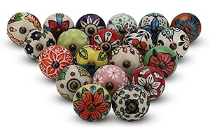 FURNISHFUL FINESSE Multicolor Door Cabinet Knobs Boho Vintage Antique Ceramic Knob for Dresser Drawer Kitchen and Furniture B