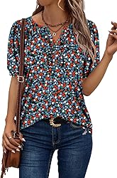 KISSMODA Women's Tunic Tops Casual V Neck Short
