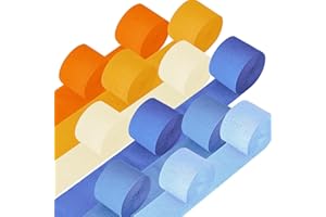 QOUUI Blue Orange Birthday Party Decorations, 12 Rolls Orange Crepe Paper Streamers, Blue Dog Cartoon Anime Dragon Sign for Birthday Party Supplies