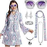 Gerophor 70's Disco Dress Costume Hippie Clothes Accessories Jewelry 70s Outfit Women Disco Uutfits for Women for Halloween