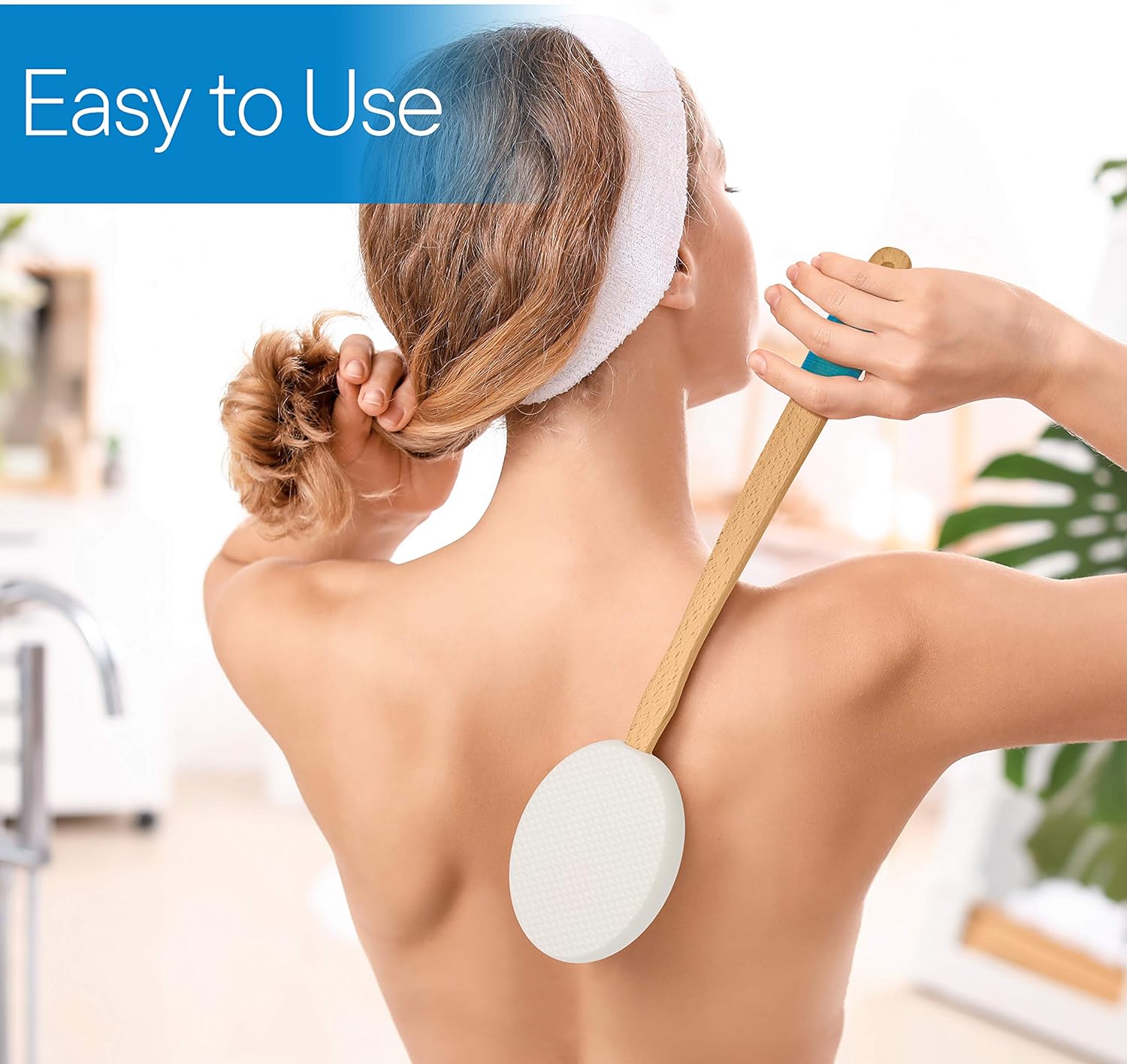 RMS 17.5" Long Lotion Applicator with 4 Pads - Long Handle for Easy Reach and Self Application of Body Wash - Shower Brush for Both Men and Women (Travel Bag Included): Health & Personal Care