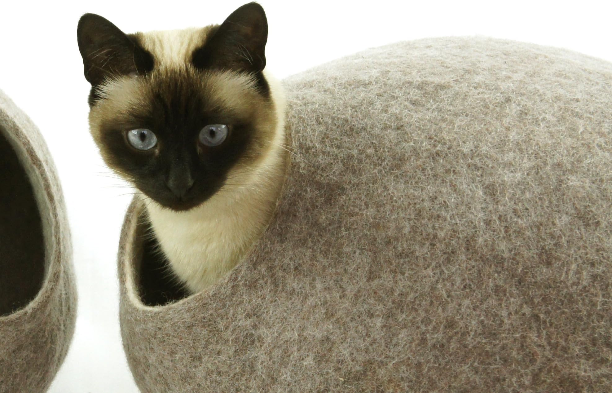 Cat bed, house, cave. Handmade. Felted. Natural and ecological sheep wool. Color SAND BROWN. Size L (large)