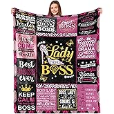 Novifaly Boss Lady Gifts for Women Boss Day, Birthday, Appreciation & Christmas - Throw Blanket, 50x60 Inches, Pink, Flannel
