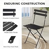 Grand patio 3 Piece Bistro Set Folding Chairs Table Black Weather-Resistant view 4