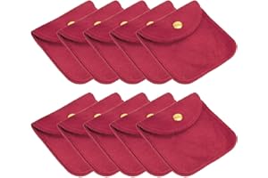 PATIKIL Jewelry Pouch, 20 Pack 3 x 3 Inch Soft Velvet Pouches with Snap Button Portable Storage for Rings Necklace Bracelet E