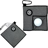 MAGOLFIN Small Magnetic Golf Towel with Clip, Microfiber Waffle Design - Industrial Strength Magnet for Glof Balls, Golf Bags, Carts Clubs - Gray