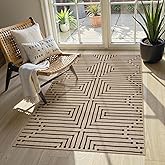 Lahome Boho 3x5 Washable Rugs for Entry, Easy Jute Indoor Outdoor Porch Rugs, Maze Lines Modern Throw Rug Non Slip Stain Resistant Door Mat for Bedroom Living Room Deck