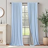 Pitalk 100% Blackout Light Blue Curtains 84 Inch Length for Bedroom Window 2 Panel Room Darkening Insulated Thermal Sky Colored Pale Blue Black Out Curtain Drapes for Living Room 84 Long Coastal Decor