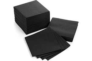 AH AMERICAN HOMESTEAD Cocktail Napkins-Disposable Beverage/Bar Napkins-Black Linen-Like Square Napkins-Eco-Friendly & Compostable-Everyday Use, Party or Wedding 4.75inch x 4.75inch (100 Count, Black)