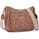 BELTANA Crossbody Bags for Women Trendy Vegan Leather Hobo Purses Medium Butterfly Cross Body Purse with Wide Strap | Adjustable Strap, Multiple Pockets, Tassel, Lightweight, Womens Gift, Shoulder Bag