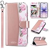 ULAK Compatible with iPhone 17 Wallet Case, Women PU Leather Shockproof Protective Folio Flip Cover with [RFID Blocking] Card Holder Kickstand for iPhone17 6.3 inch 2025, Rose Gold